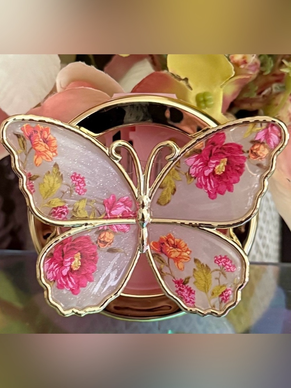 🆕🪷 BATH & BODY WORKS LIMITED EDITION “FLORAL BUTTERFLY” VENT OR VISOR CLIP. NEW